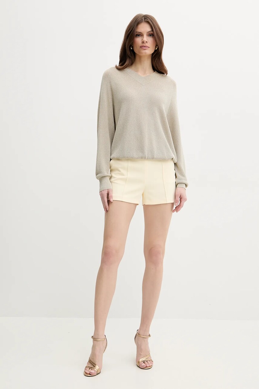 Шорти Elisabetta Franchi жіночі колір жовтий однотонні висока посадка SH00851E2