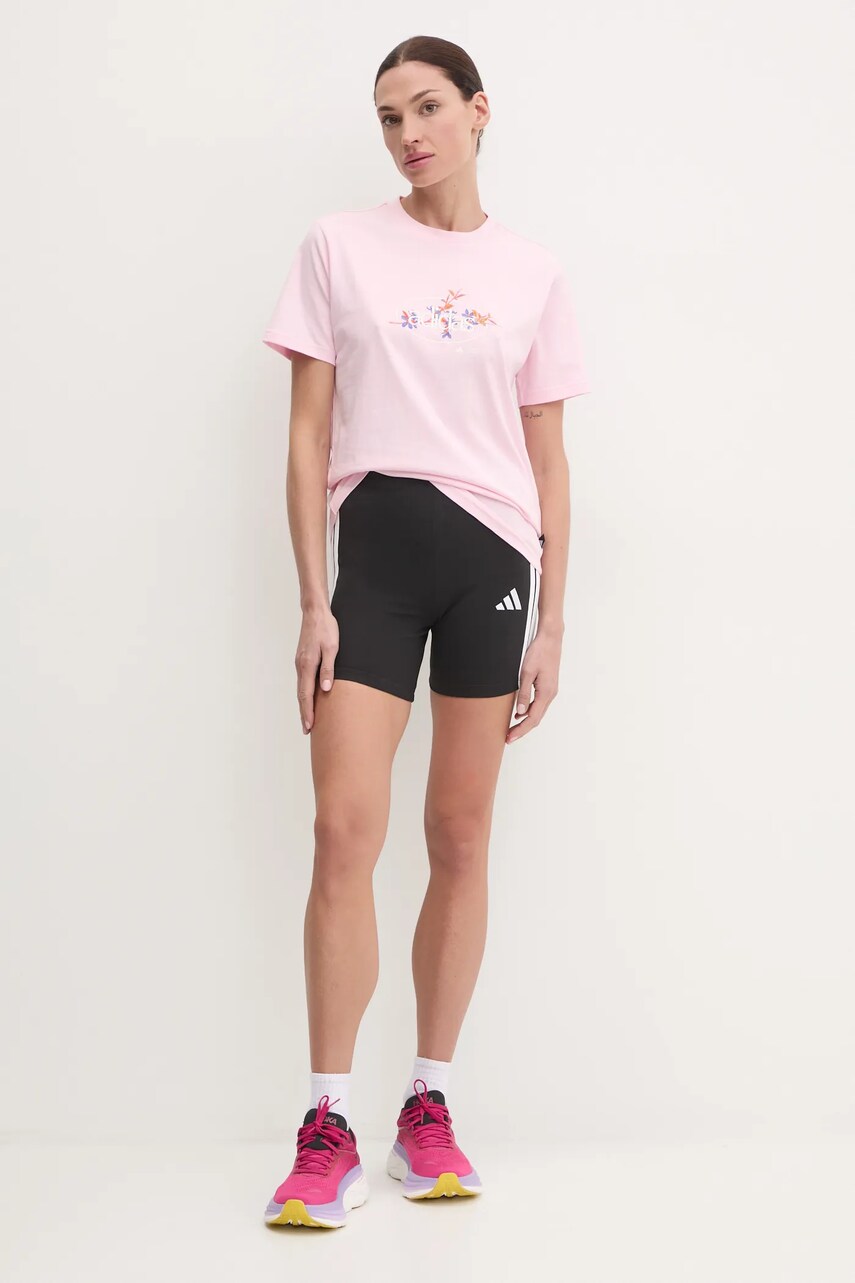 Шорти adidas Essentials жіночі колір чорний з аплікацією висока посадка JE1223