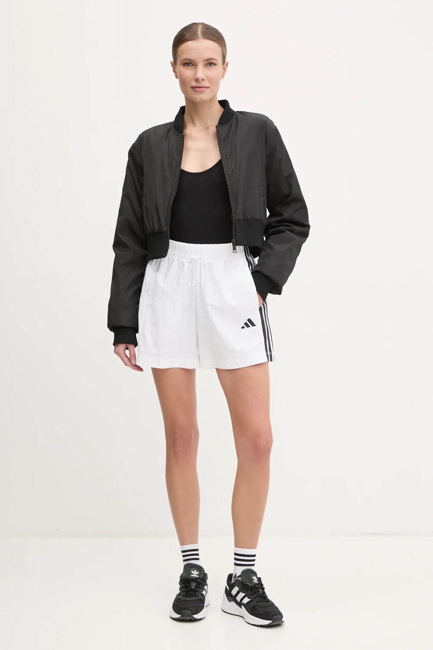 Шорти adidas Essentials жіночі колір білий візерунок висока посадка JE1310