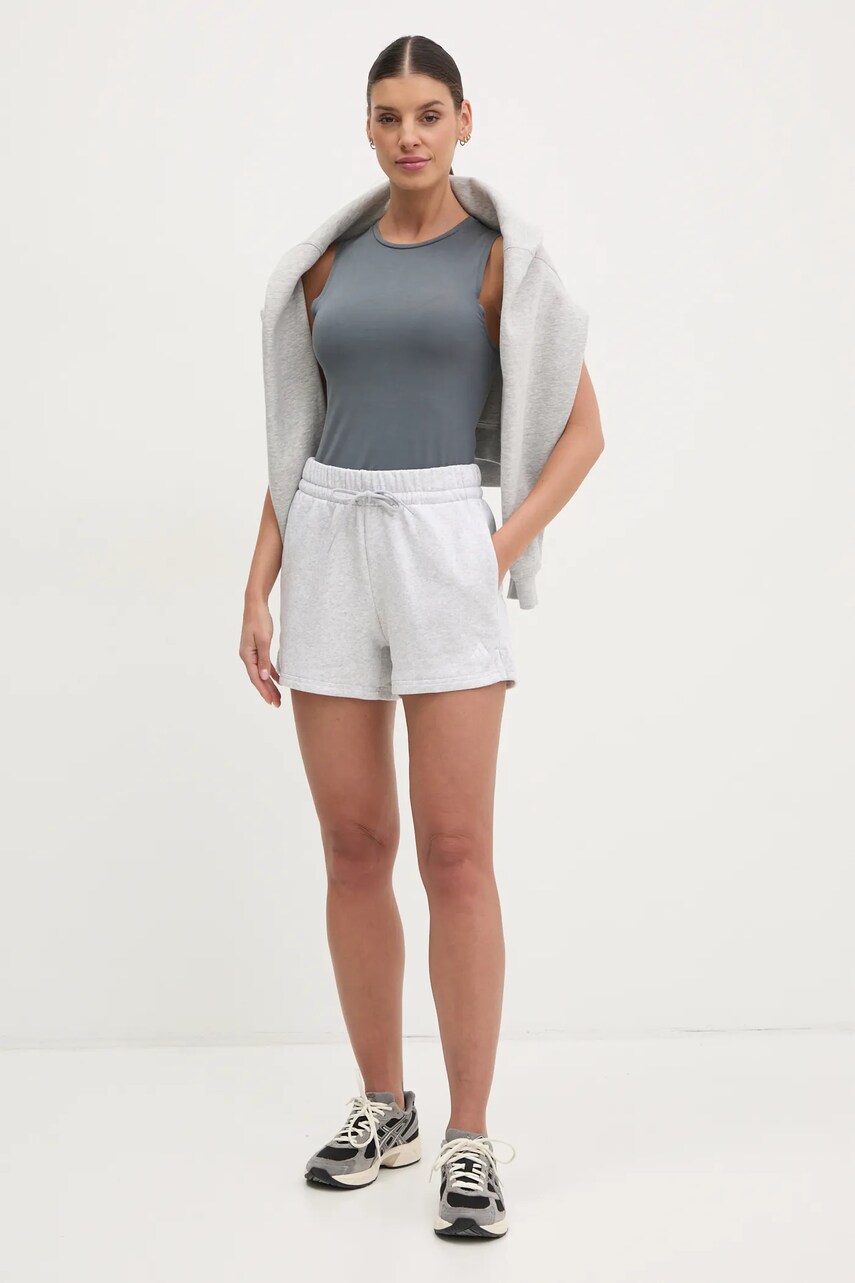 Шорти adidas Essentials жіночі колір сірий меланж висока посадка JC5927