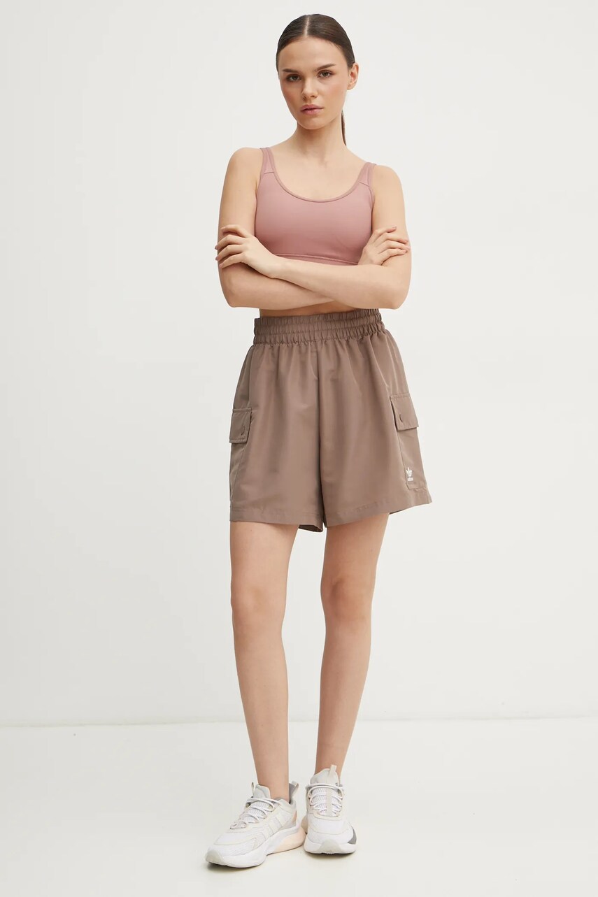 Шорти adidas Originals Essential жіночі колір коричневий однотонні висока посадка JD0790