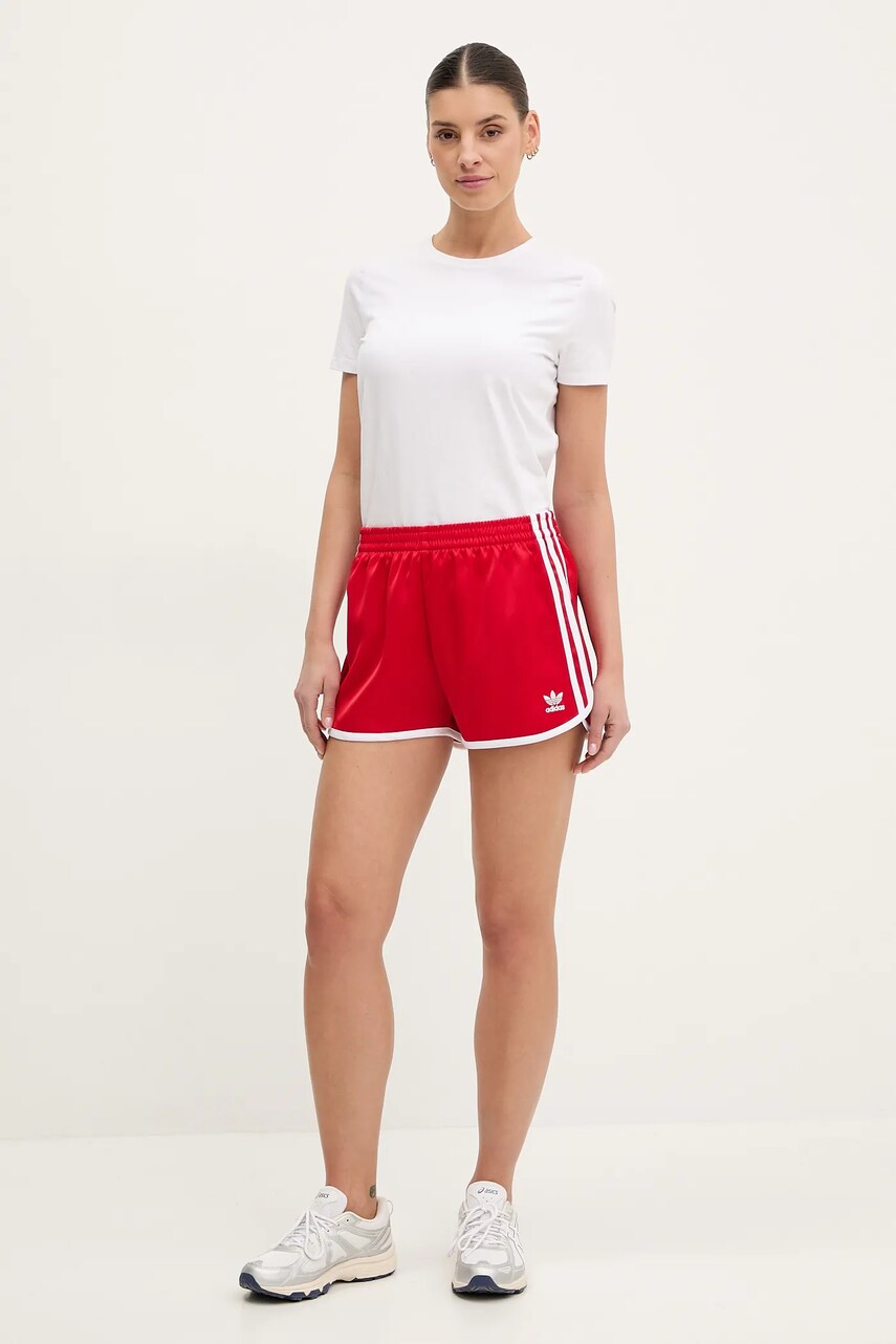 Шорти adidas Originals 3S SPRINTER жіночі колір червоний з аплікацією висока посадка JD3120
