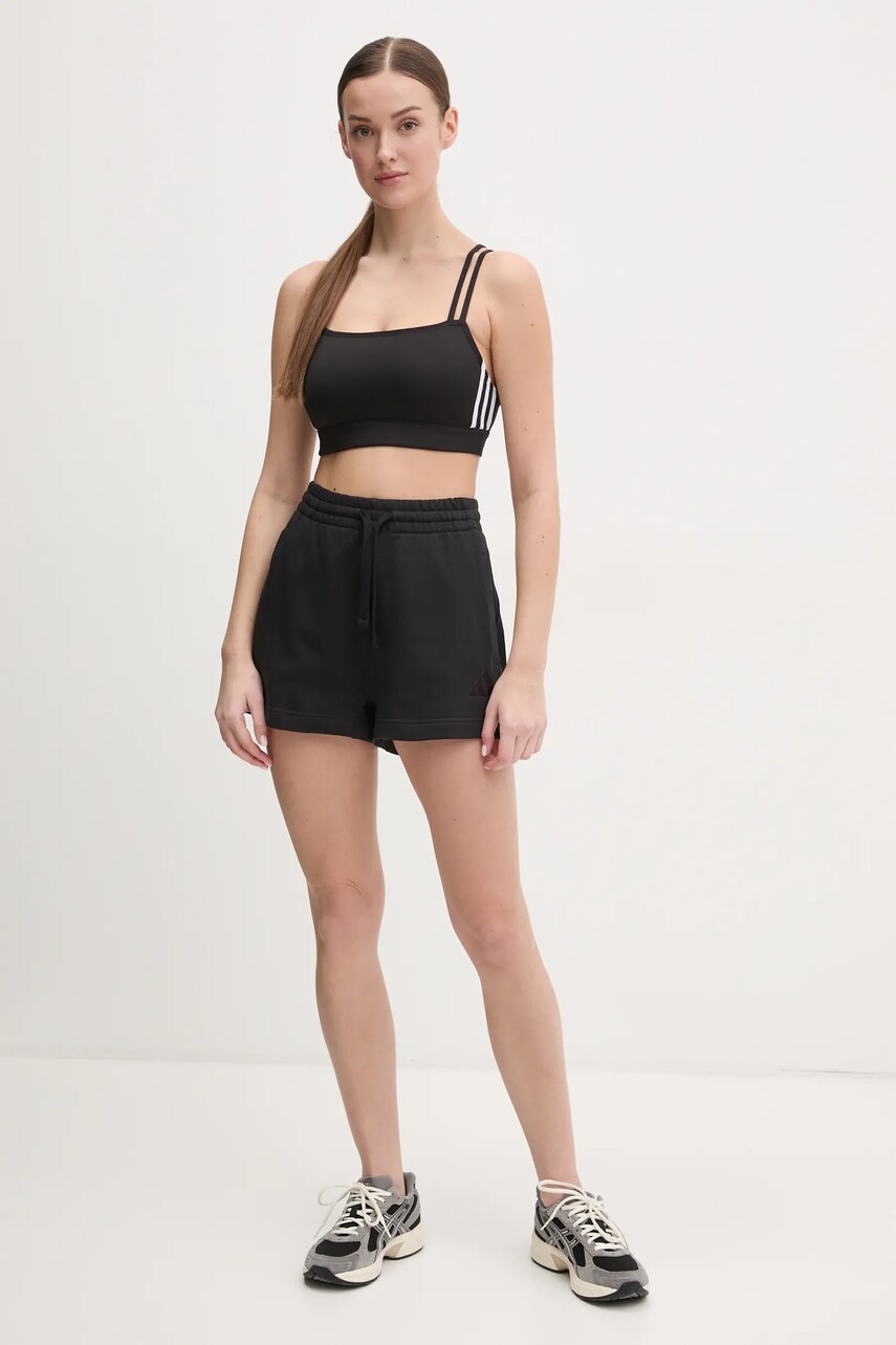 Бавовняні шорти adidas ALL SZN жіночі колір чорний однотонні висока посадка JJ4920