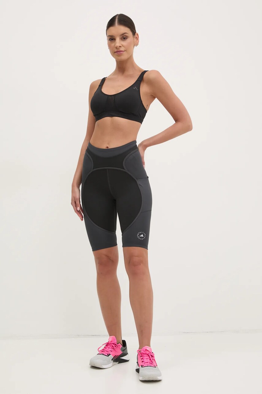 Шорти для тренувань adidas by Stella McCartney Two-Tone колір чорний візерунок висока посадка JM0304