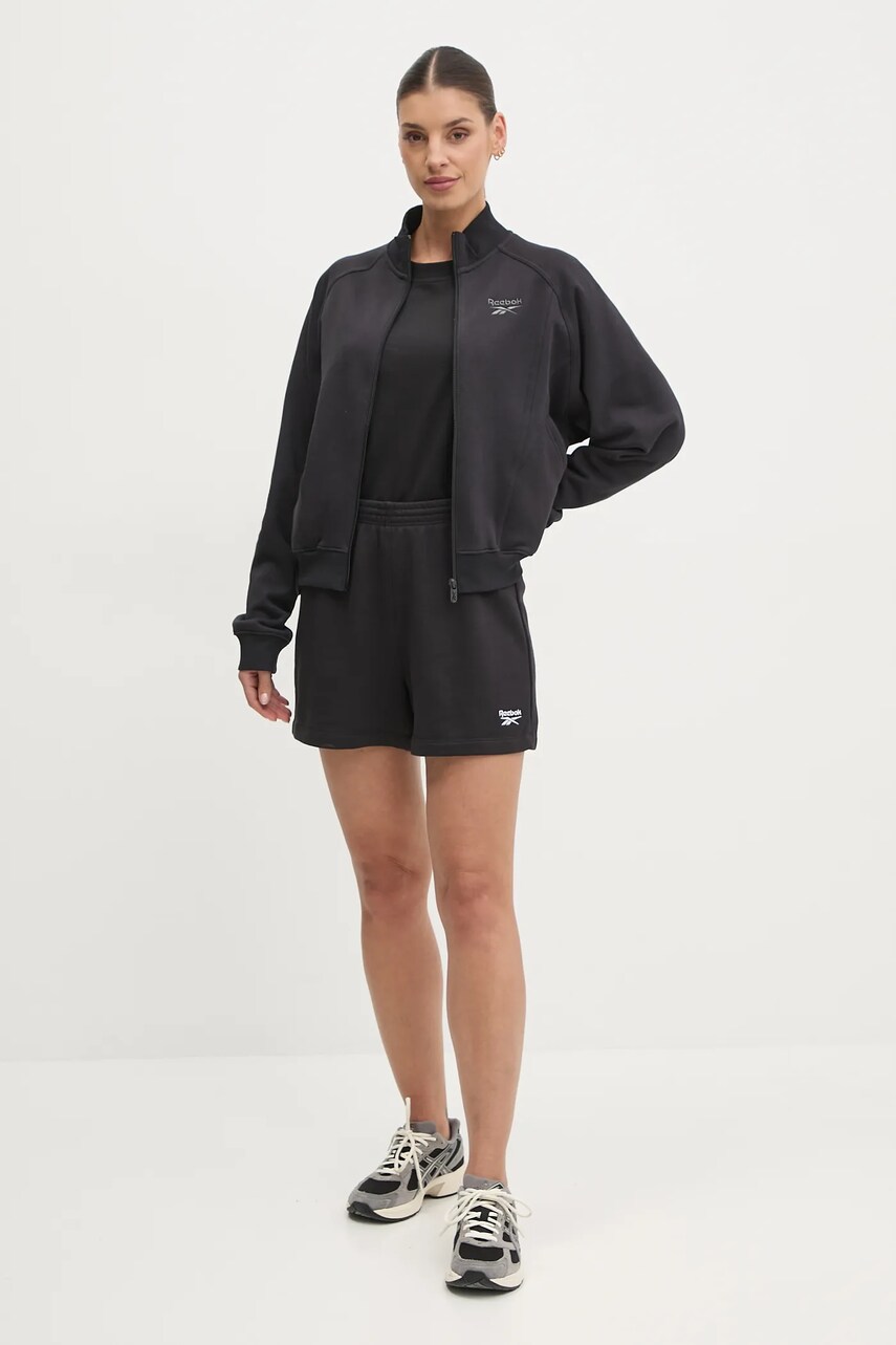 Шорти Reebok Classic жіночі колір чорний однотонні висока посадка 100221535