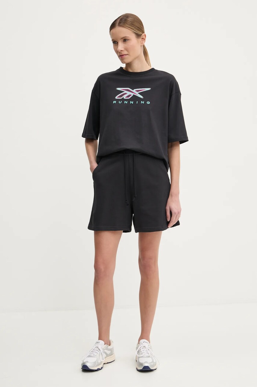 Бавовняні шорти Reebok Classic колір чорний однотонні середня посадка 100214095