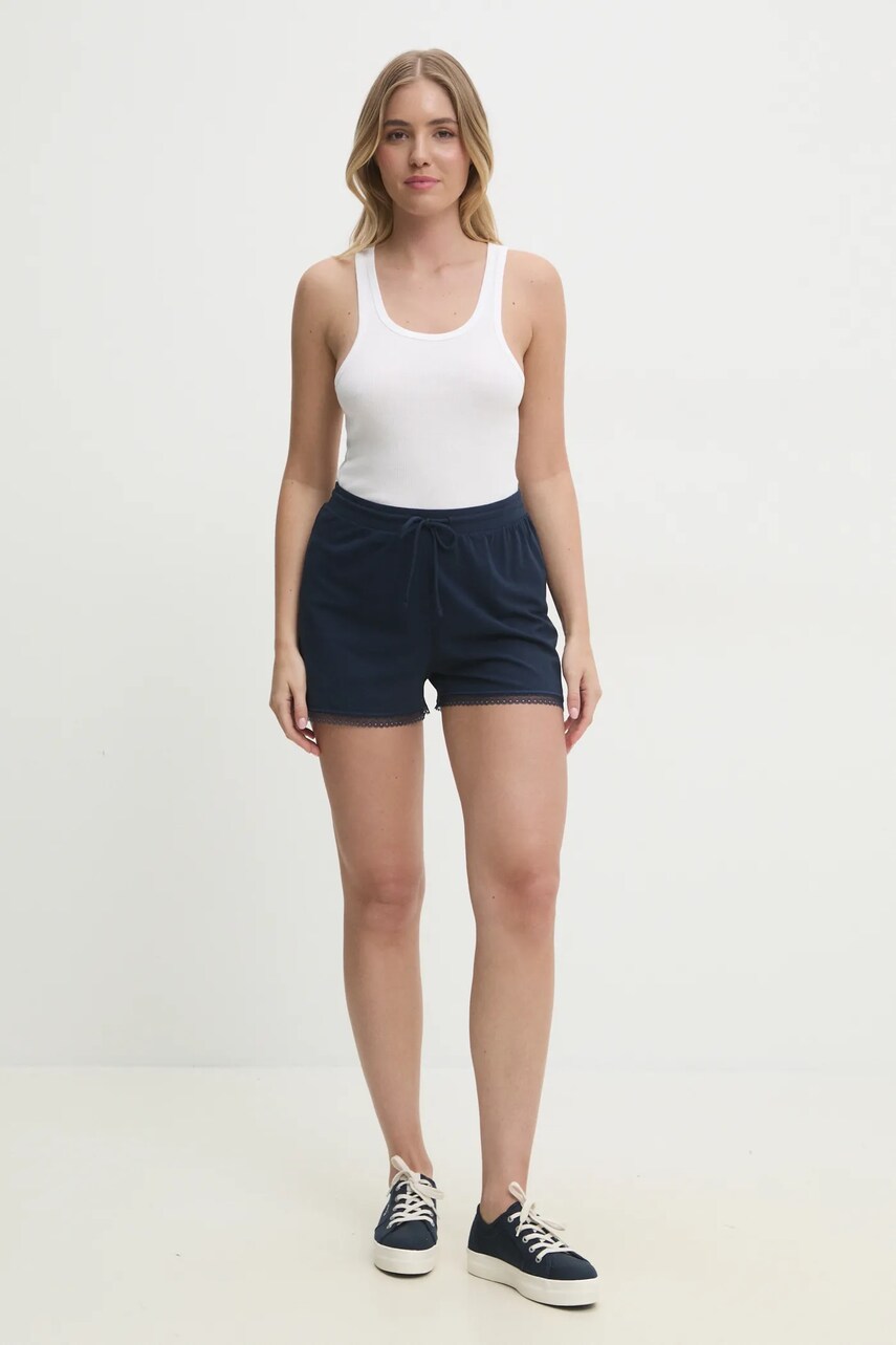 Шорти Tommy Hilfiger жіночі колір синій однотонні середня посадка UW0UW05798
