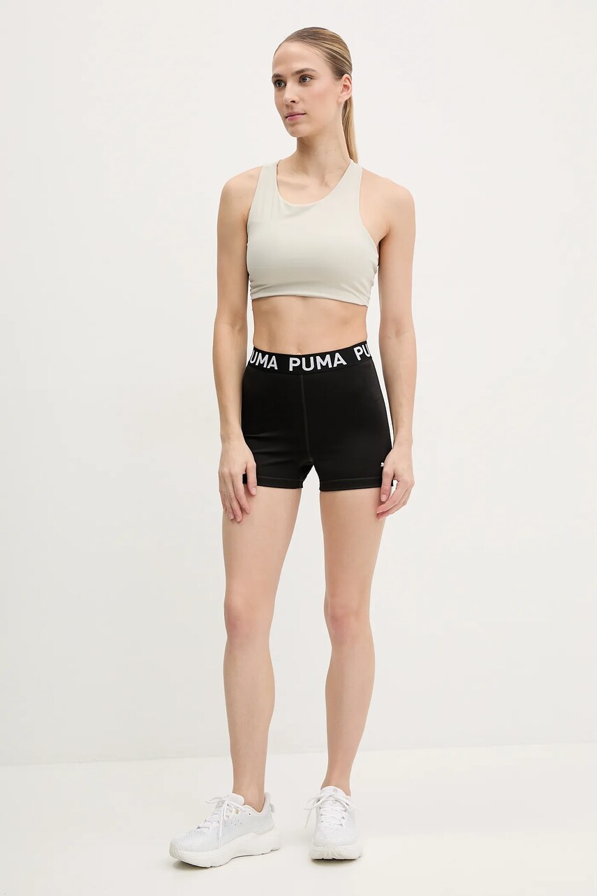 Шорти для тренувань Puma Strong колір чорний з принтом висока посадка 526002