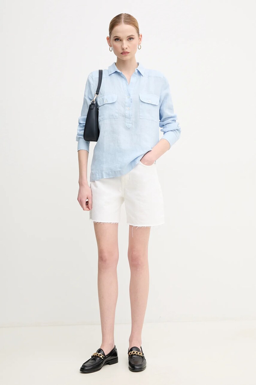 Джинсові шорти Calvin Klein Jeans жіночі колір білий однотонні висока посадка J20J225201