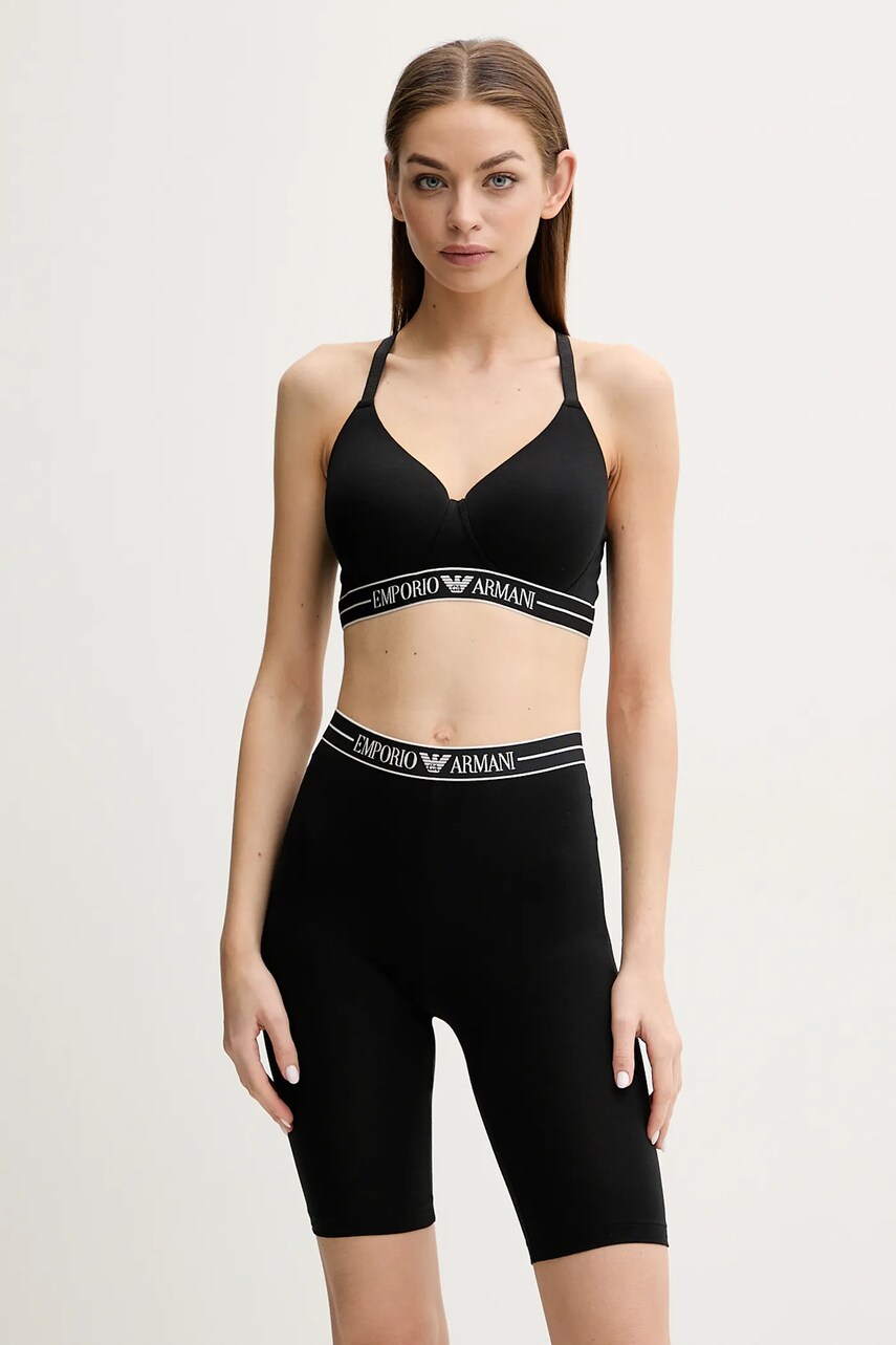 Шорти Emporio Armani Underwear жіночі колір чорний однотонні середня посадка EW000413 AF10881