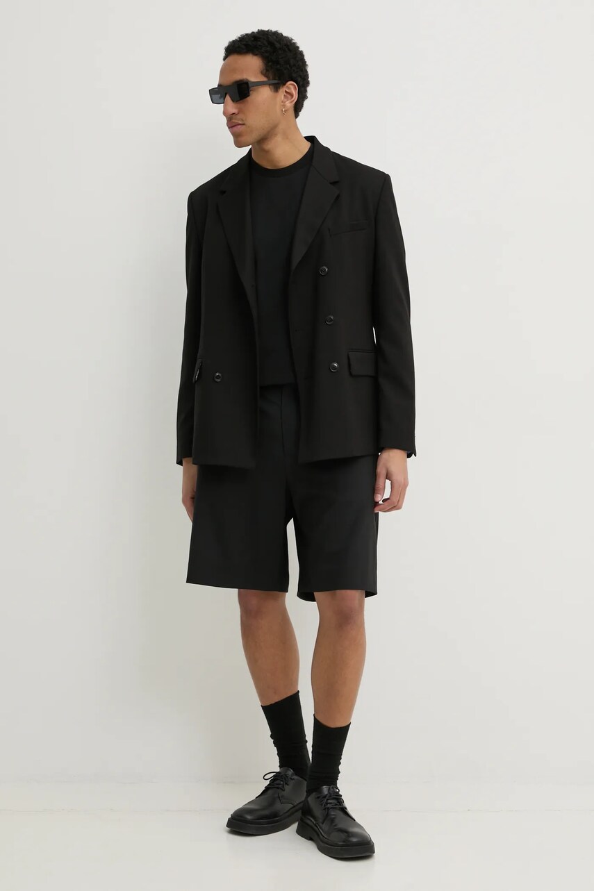 Вовняні шорти MSGM колір чорний 3840MB08X.257127
