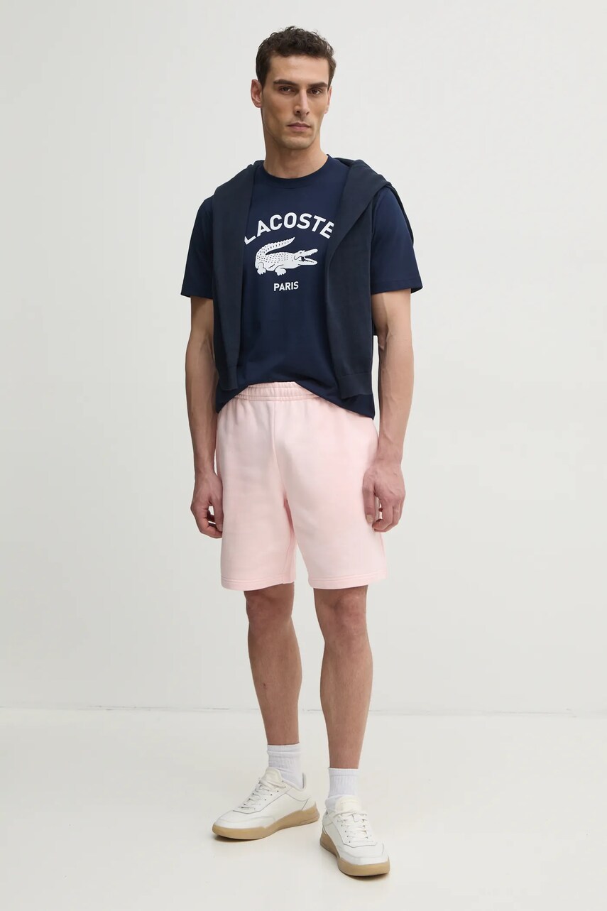 Бавовняні шорти Lacoste колір рожевий GH0990