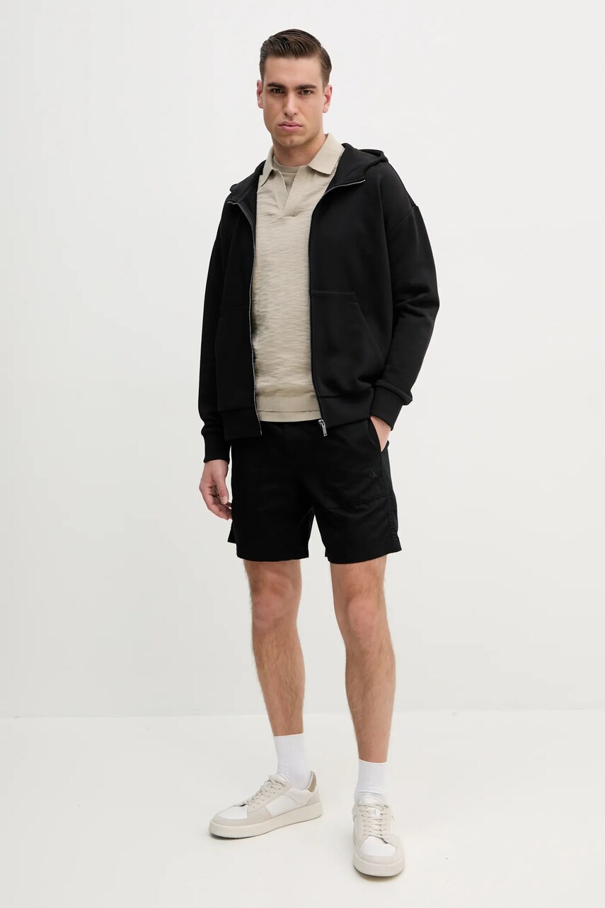 Шорти з домішкою льону Calvin Klein Jeans чоловічі колір чорний J30J327300