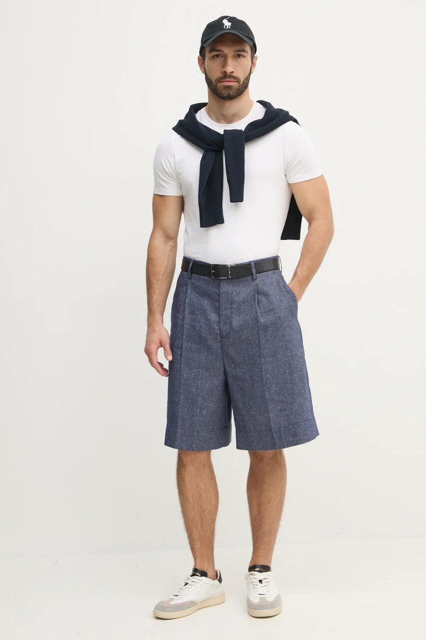 Лляні шорти Tommy Hilfiger чоловічі колір синій SQTHL7544.SQTH503