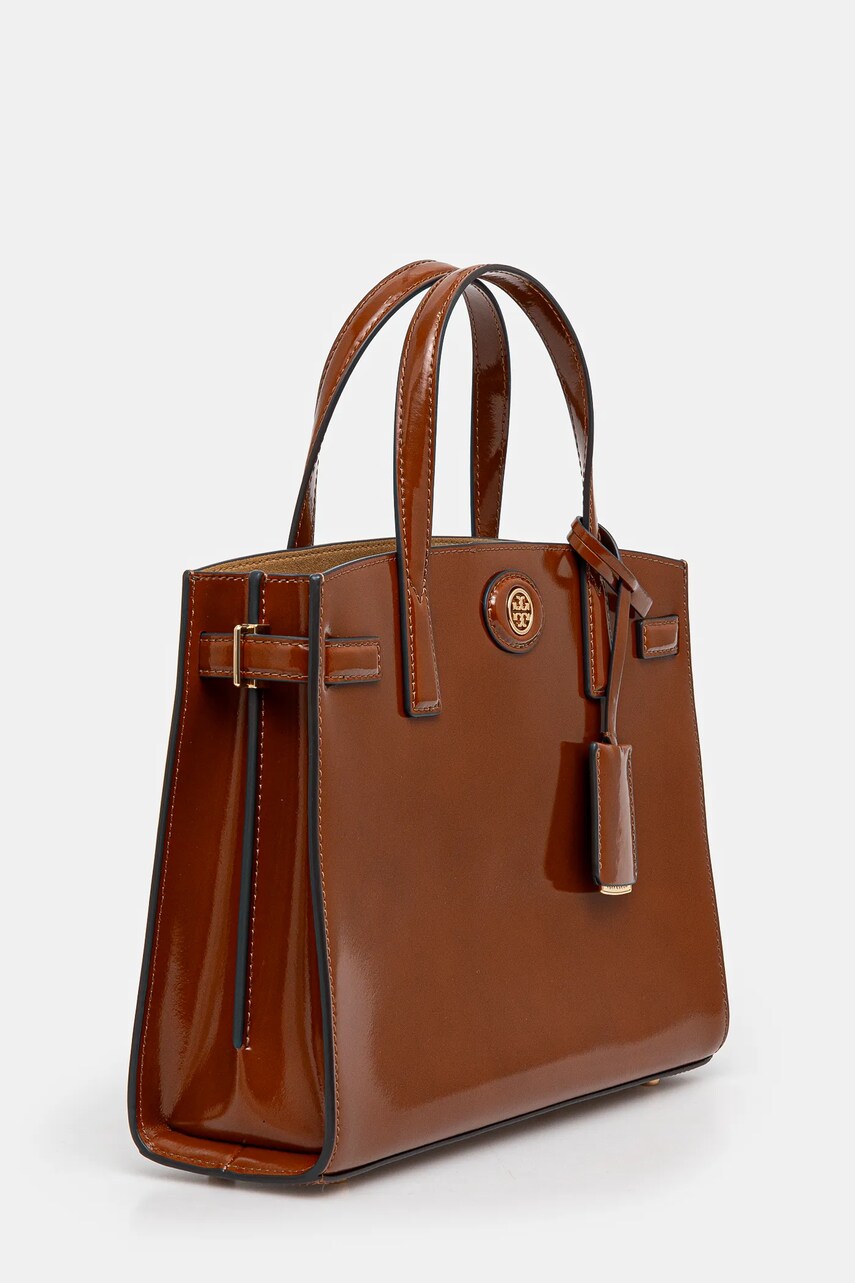 Шкіряна сумочка Tory Burch Robinson колір коричневий 166201.223