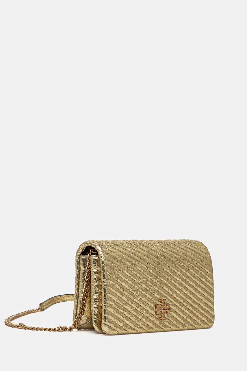 Шкіряна сумочка Tory Burch Kira колір золотий 162140.700