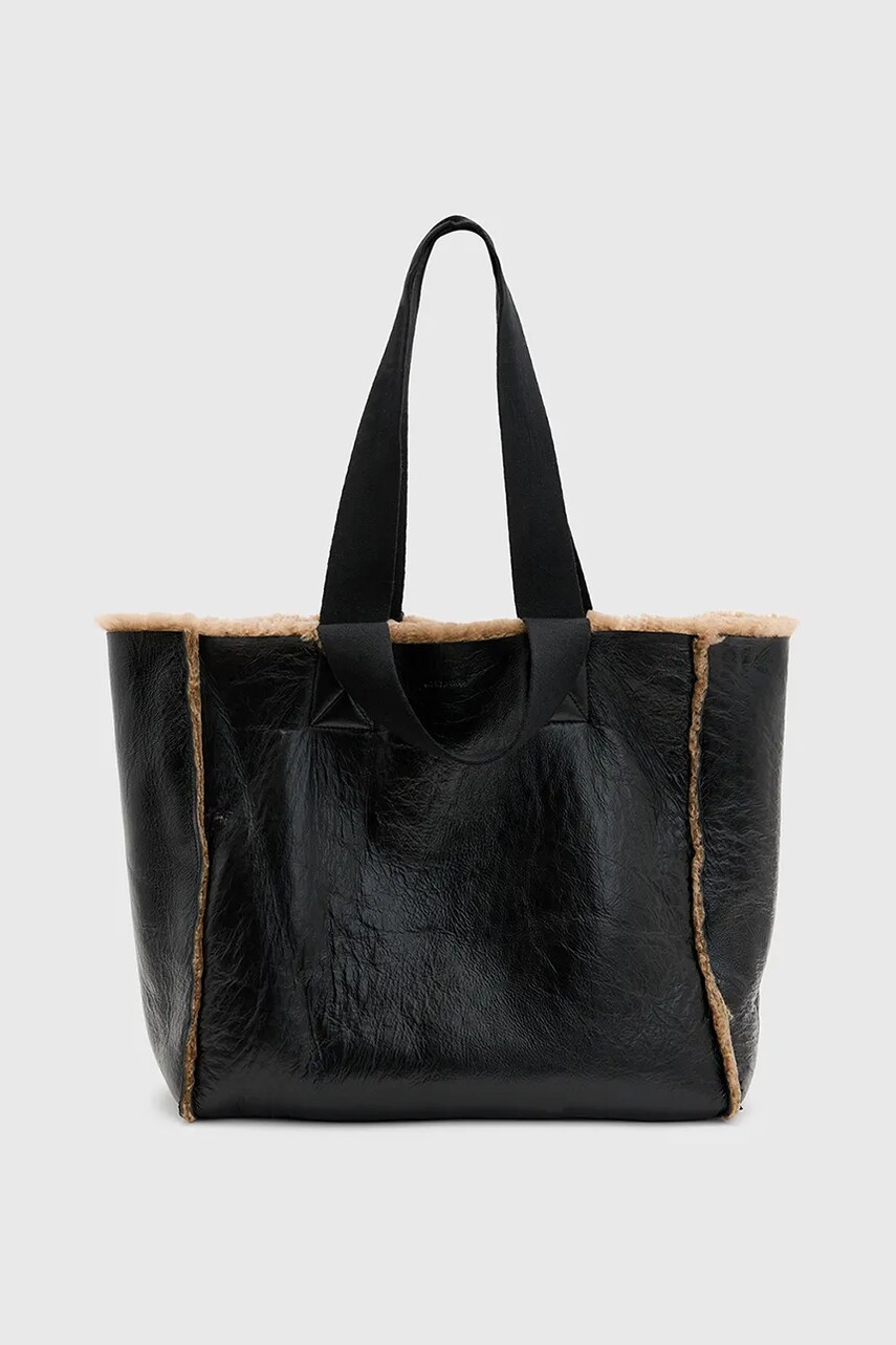 Двостороння шкіряна сумочка AllSaints IZZY SHEARLING колір коричневий W056XB