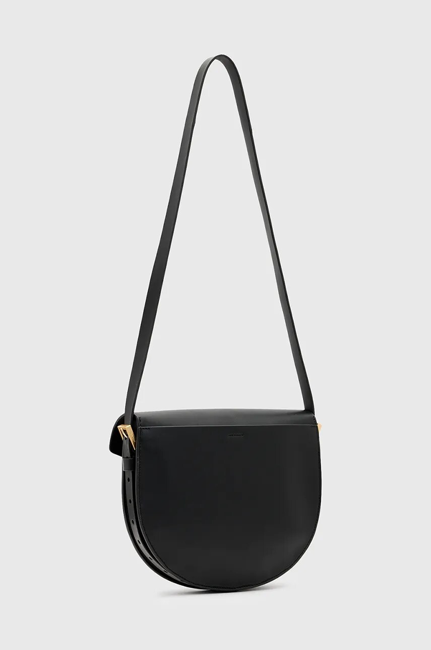 Шкіряна сумочка AllSaints MIRO SADDLE колір чорний W216XB