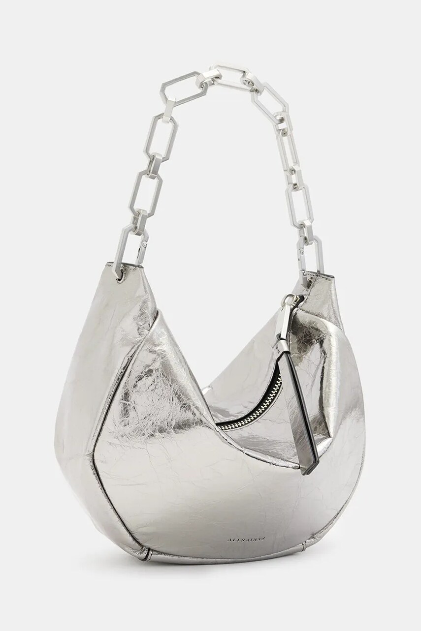 Шкіряна сумочка AllSaints MADEA MINI колір срібний W221XB