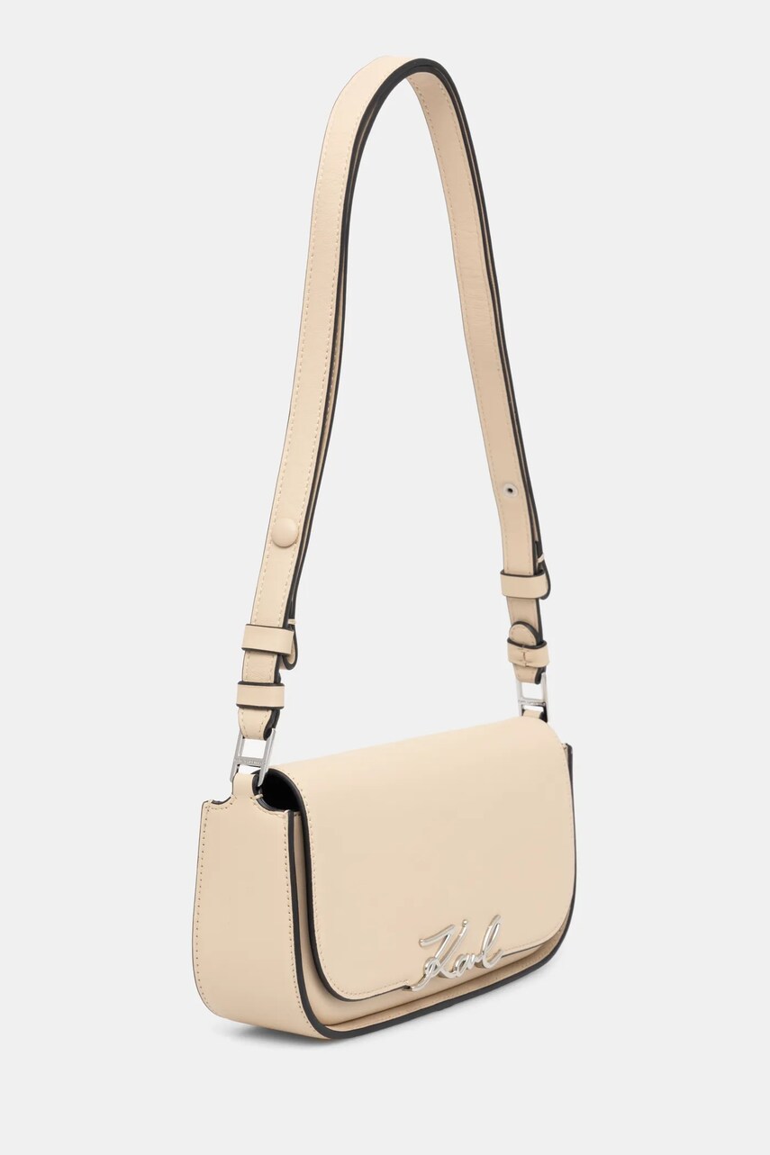 Шкіряна сумочка Karl Lagerfeld колір бежевий A1W30039
