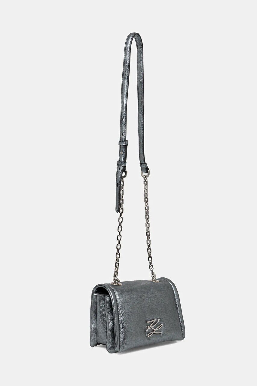 Шкіряна сумочка Karl Lagerfeld колір сірий A1W30172