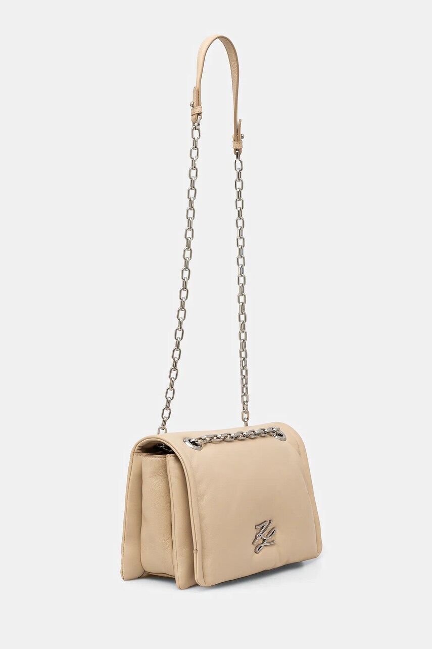 Шкіряна сумочка Karl Lagerfeld колір бежевий A1W30173