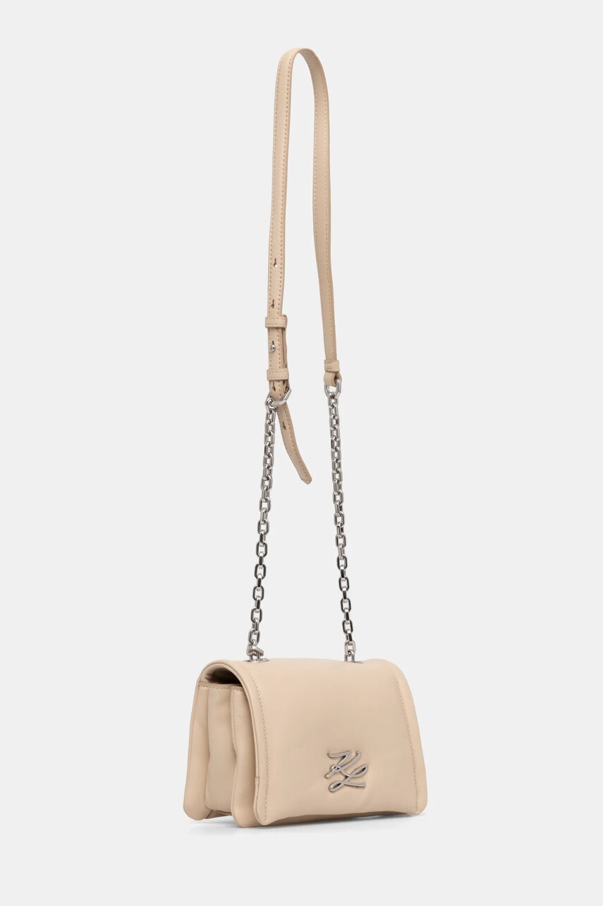 Шкіряна сумочка Karl Lagerfeld колір бежевий A1W30175