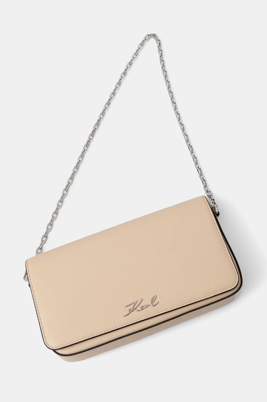 Шкіряна сумочка Karl Lagerfeld колір бежевий A1W32107
