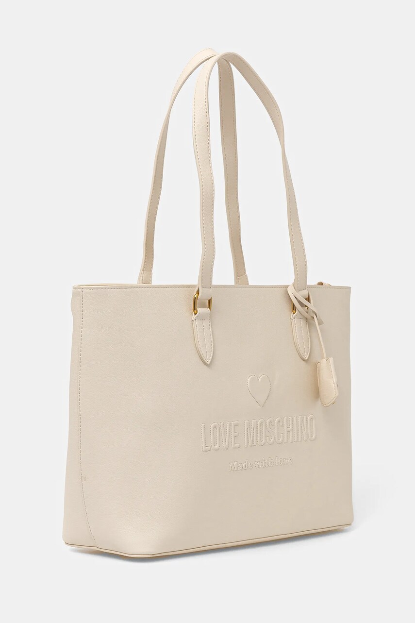 Шкіряна сумочка Love Moschino колір бежевий JC4114PP1