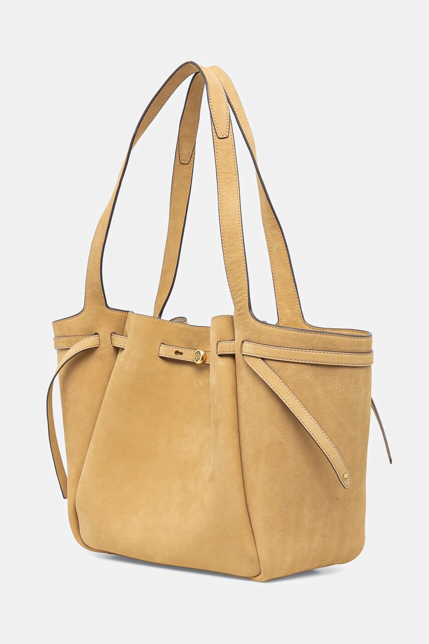 Нубукова сумка Tory Burch Romy Nubuck Tote колір жовтий 165689-250