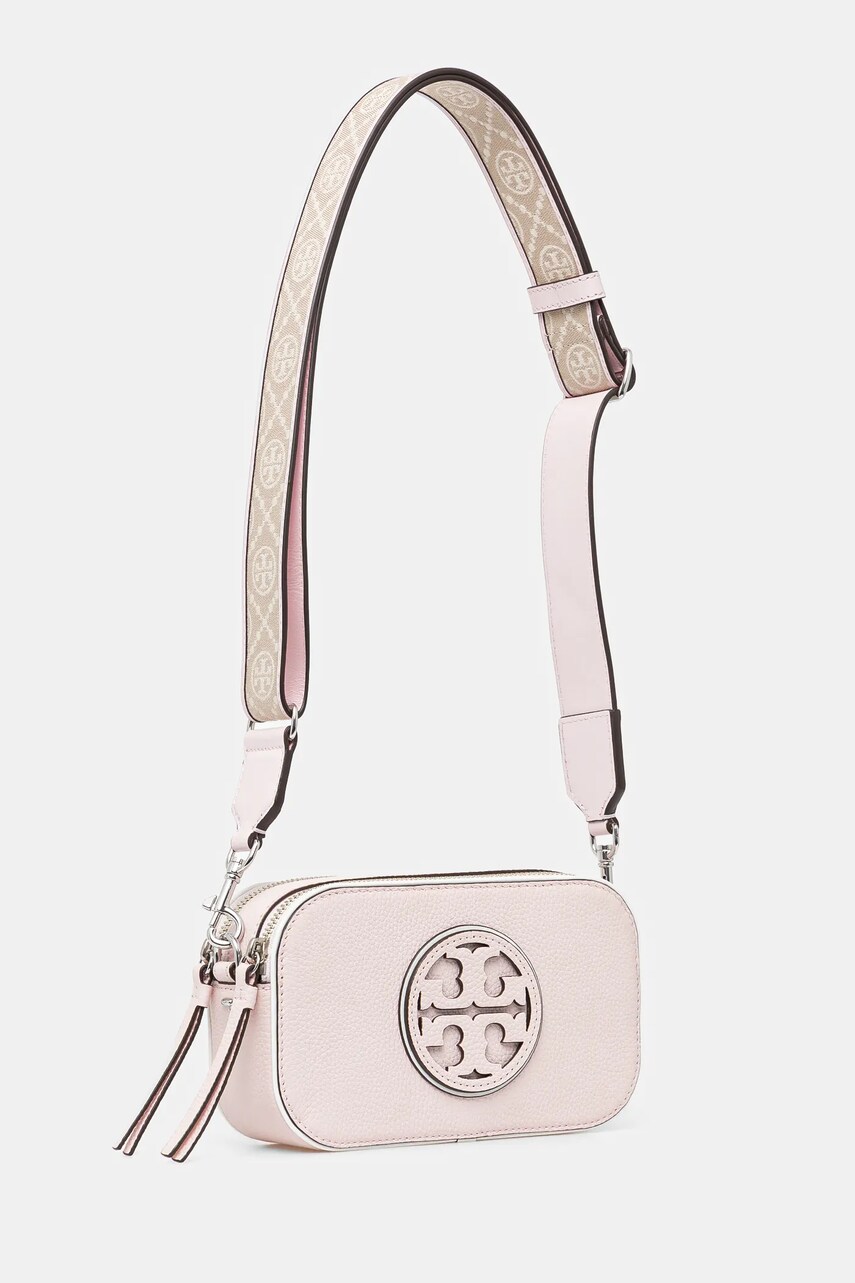 Шкіряна сумочка Tory Burch Miller Patent Border Mini Crossbody колір рожевий 171957-650