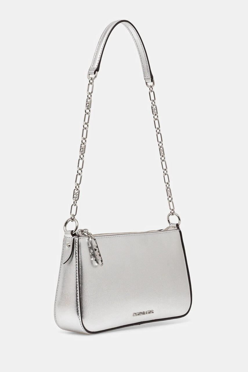 Шкіряна сумочка MICHAEL Michael Kors колір срібний 32S4S8EW6M