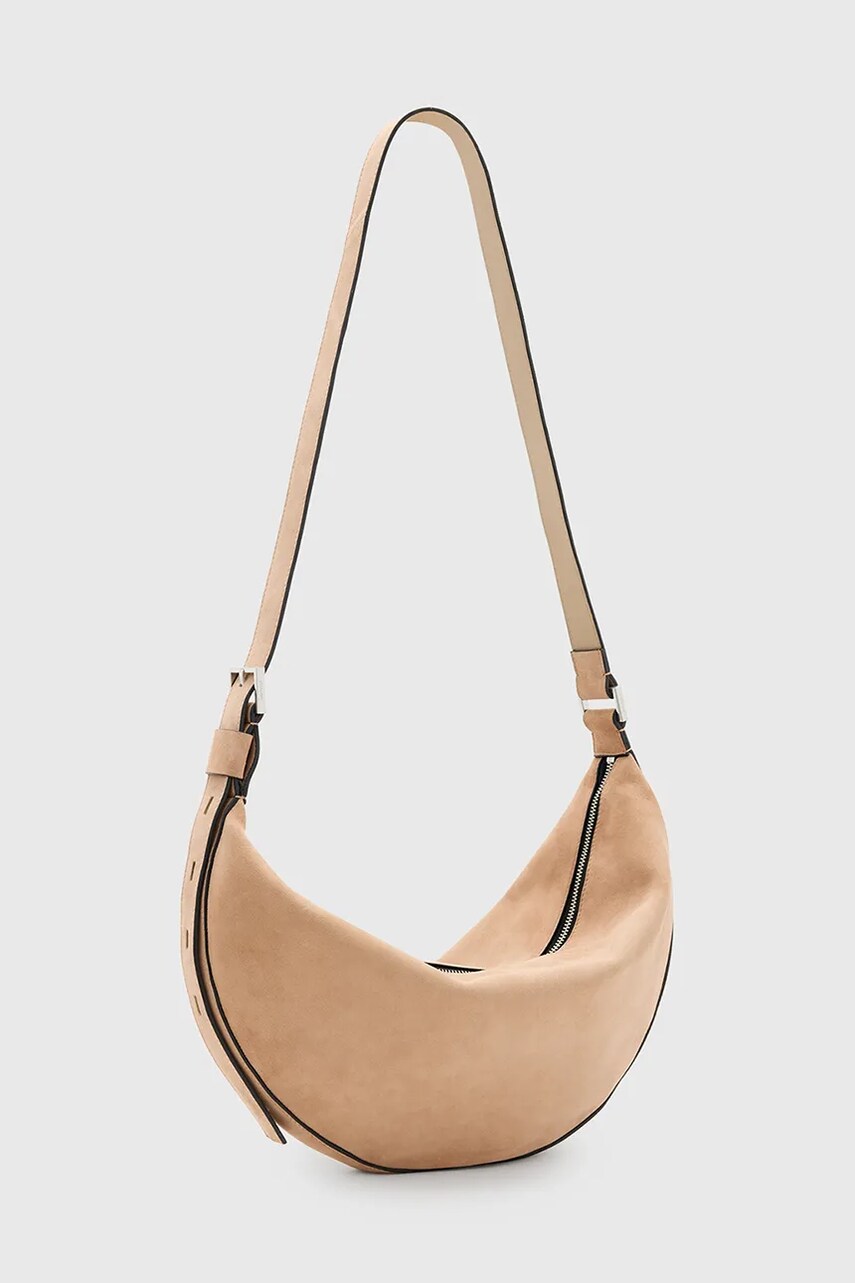 Замшева сумочка AllSaints HALFMOON колір бежевий W098XC