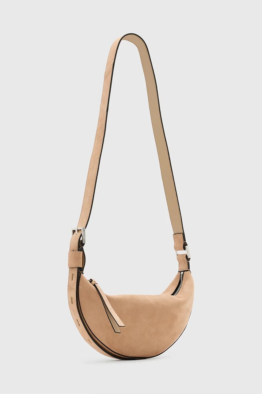 Замшева сумочка AllSaints HALFMOON колір бежевий W099XC