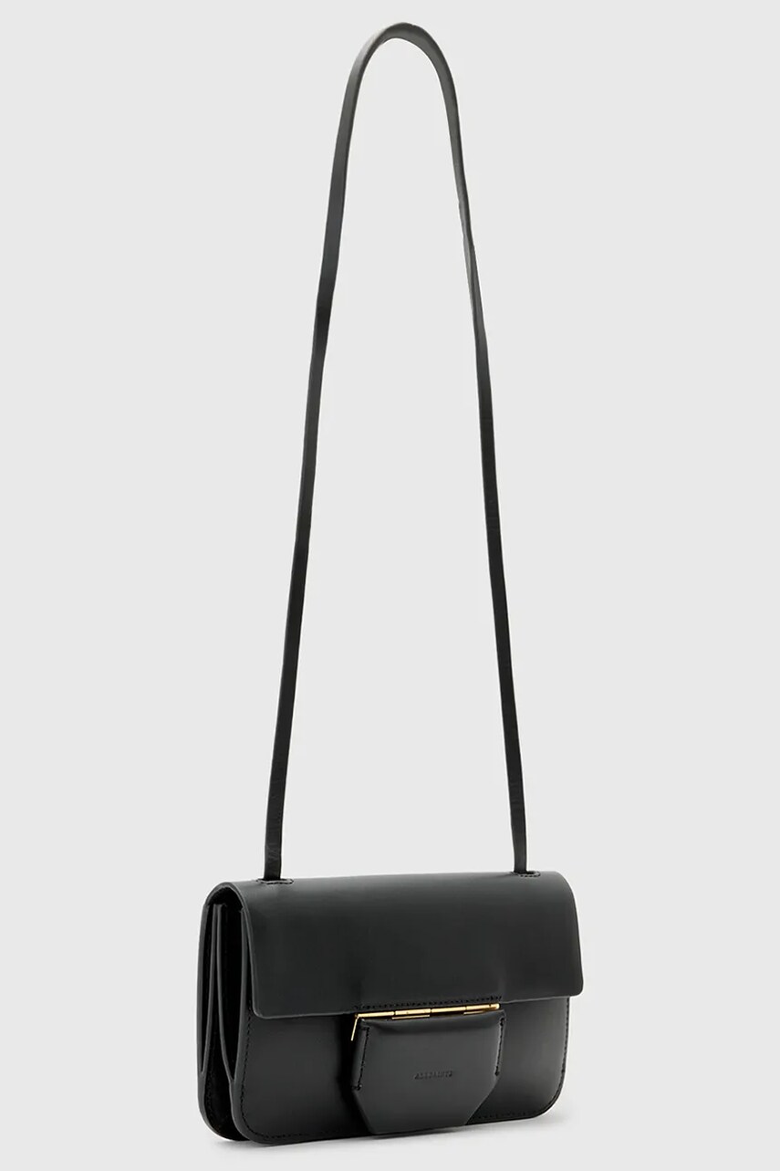 Шкіряна сумочка AllSaints ANN колір чорний W122XC