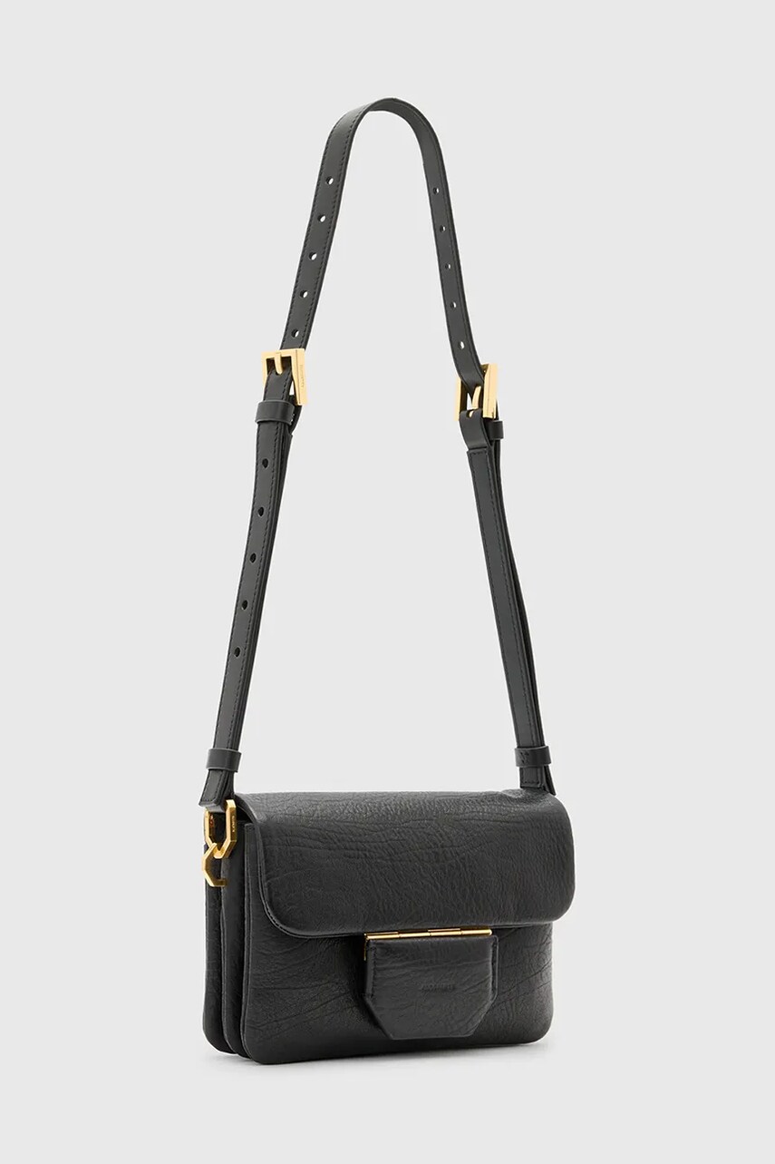 Шкіряна сумочка AllSaints JUPITER колір чорний W261XC