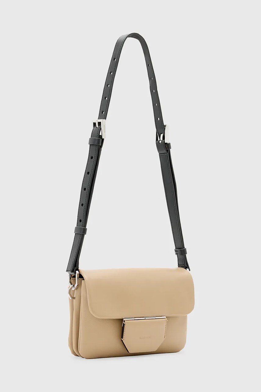 Шкіряна сумочка AllSaints JUPITER колір бежевий W263XC