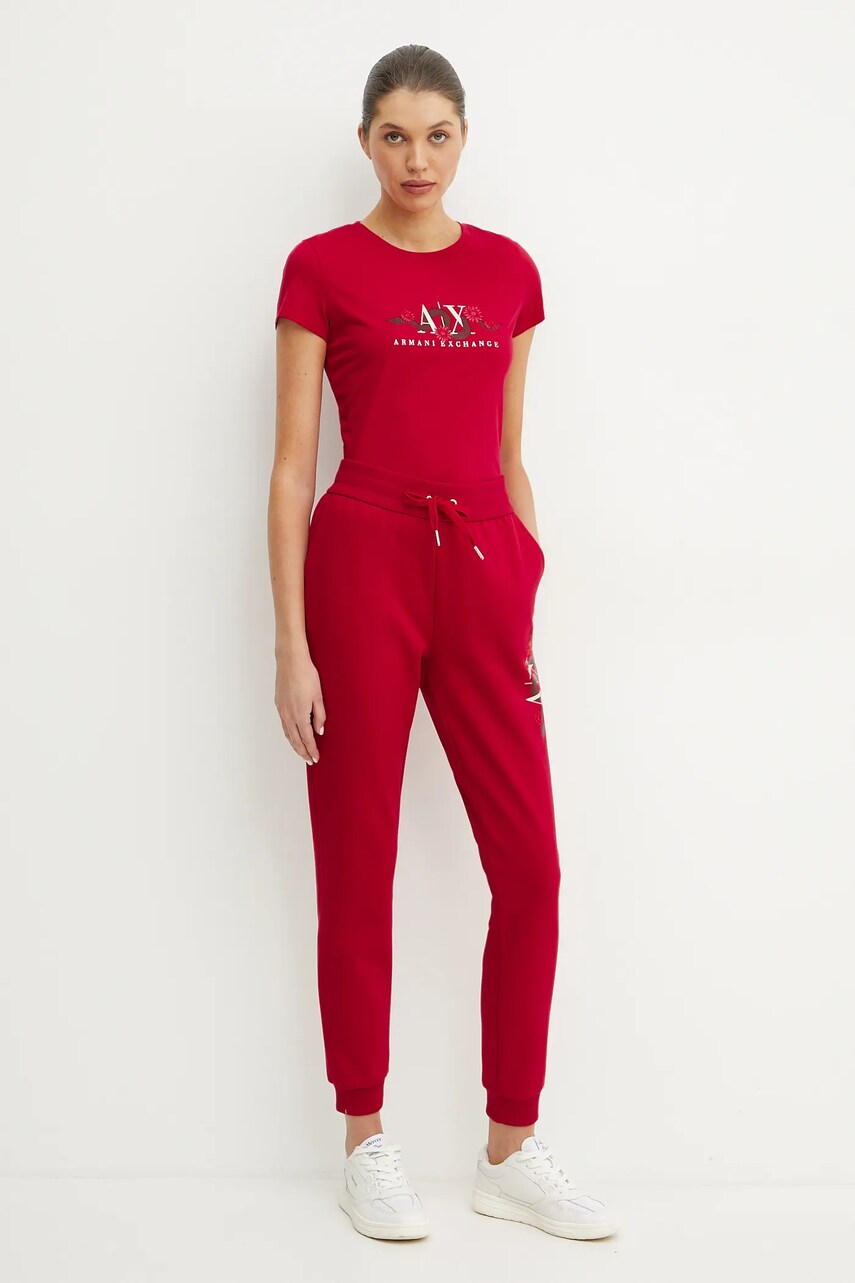 Бавовняна футболка Armani Exchange жіноча колір червоний XW000315 AF10364