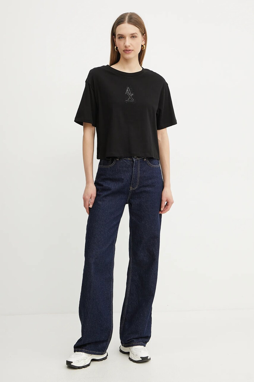 Бавовняна футболка Armani Exchange жіноча колір чорний XW000102 AF10359
