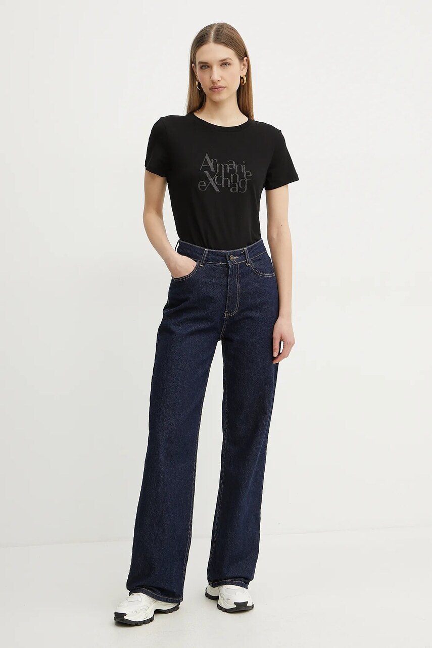 Бавовняна футболка Armani Exchange жіноча колір чорний XW000109 AF10359