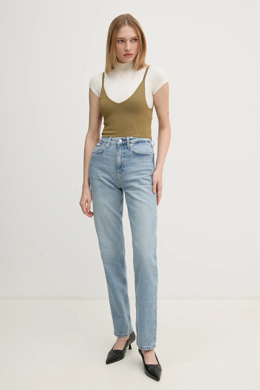 Футболка Calvin Klein Jeans жіноча колір бежевий півгольф J20J225017