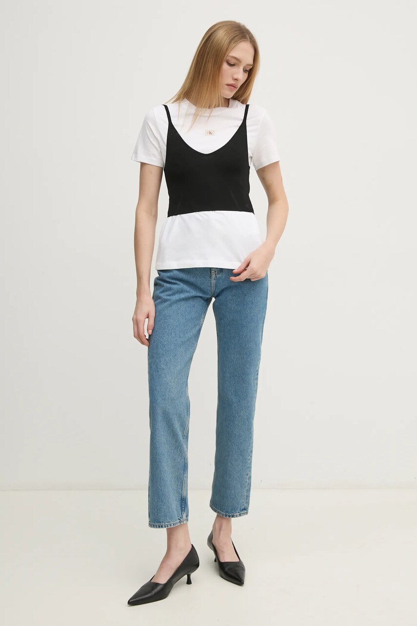 Бавовняна футболка Calvin Klein Jeans жіноча колір білий J20J225084