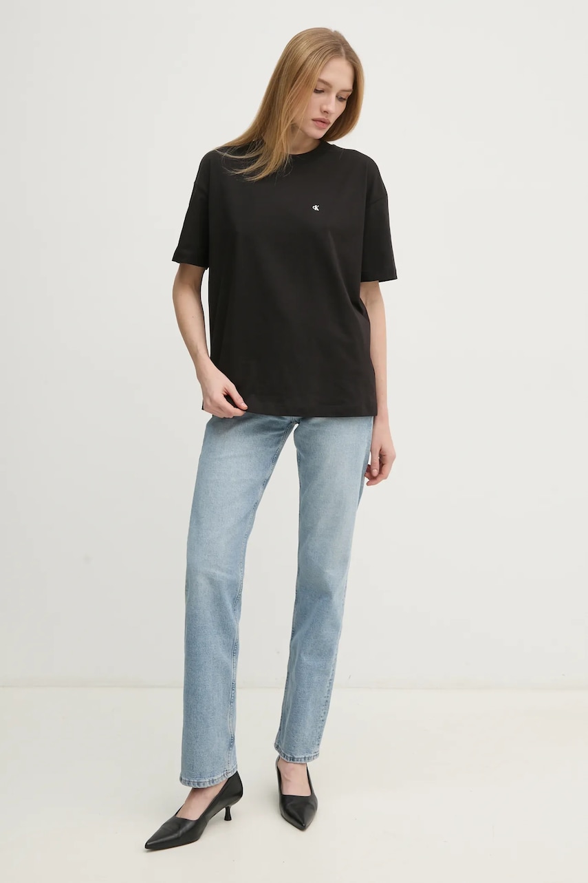 Бавовняна футболка Calvin Klein Jeans жіноча колір чорний J20J225113