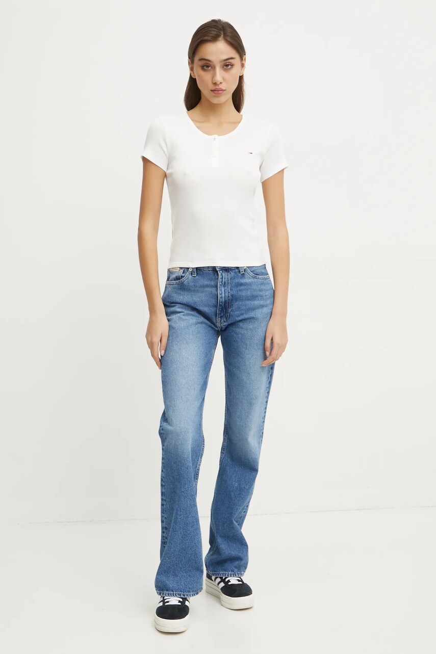 Бавовняна футболка Tommy Jeans жіноча колір білий DW0DW19502