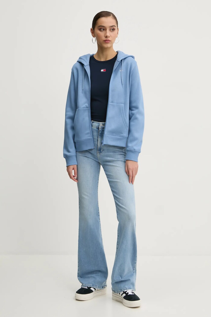 Лонгслів Tommy Jeans жіночий колір синій DW0DW20178