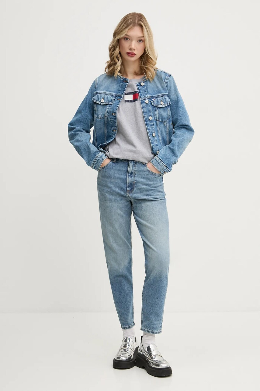 Бавовняна футболка Tommy Jeans жіноча колір сірий DW0DW20461
