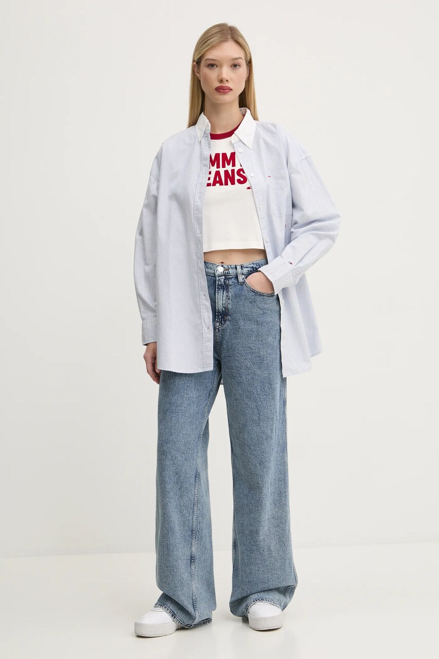 Бавовняна футболка Tommy Jeans жіноча колір білий DW0DW20561