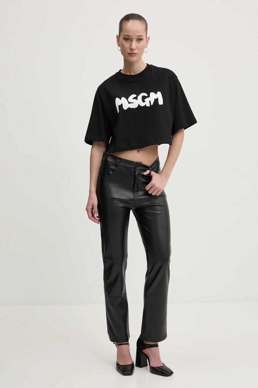Бавовняна футболка MSGM жіноча колір чорний 3841MDM100.257002