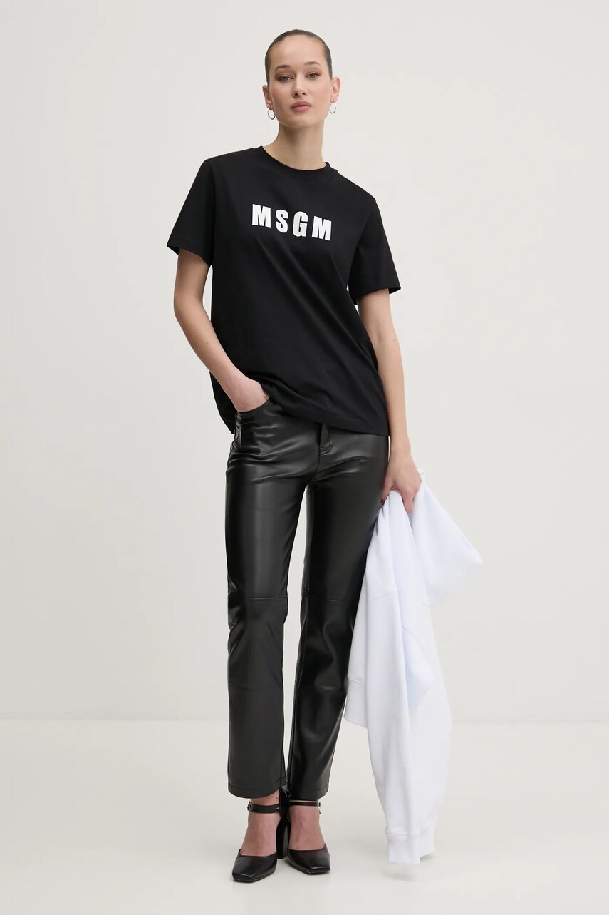 Бавовняна футболка MSGM жіноча колір чорний 3841MDM92.257002
