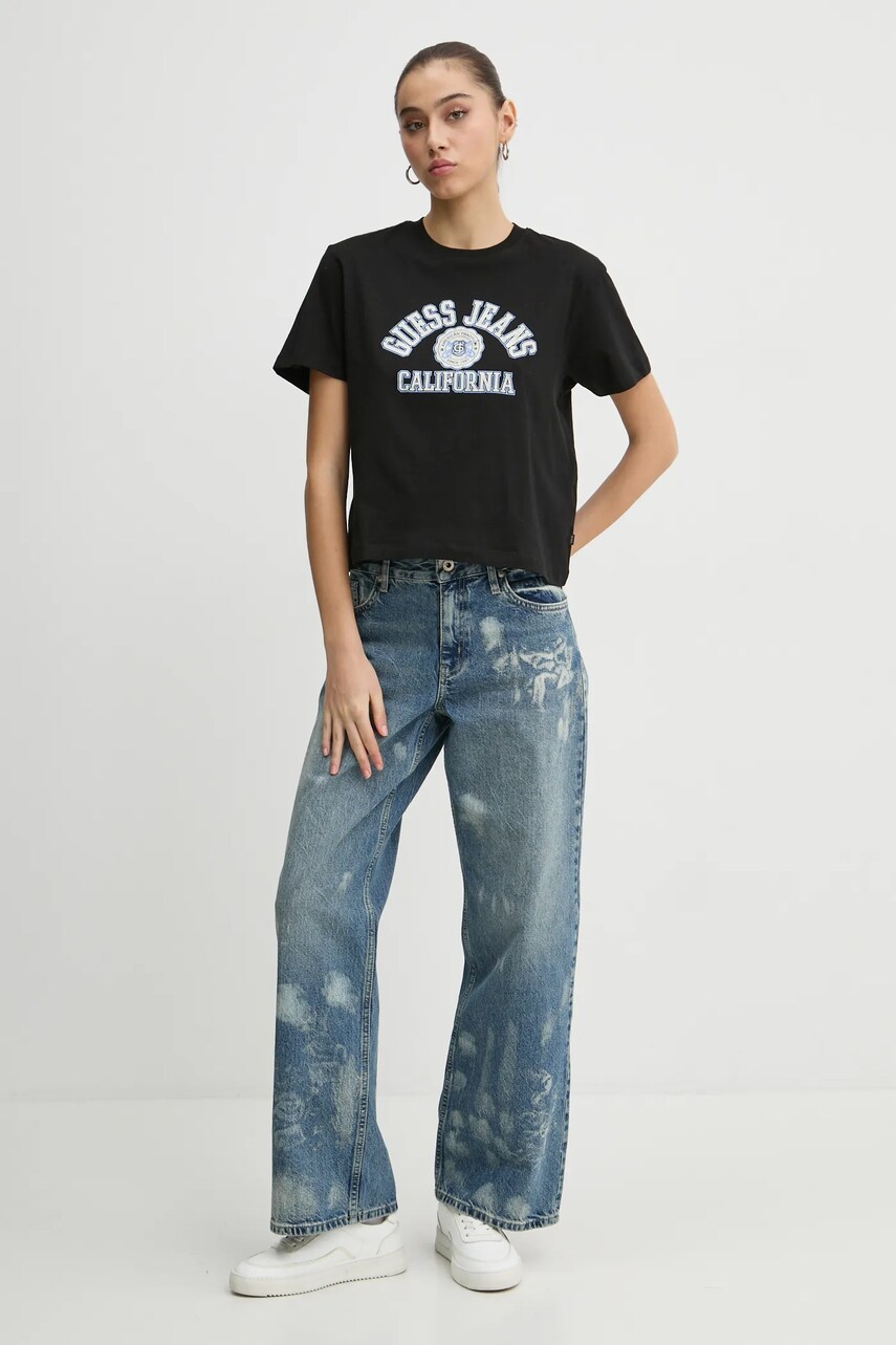 Бавовняна футболка Guess Jeans жіноча колір чорний W5RI43 K8HM0